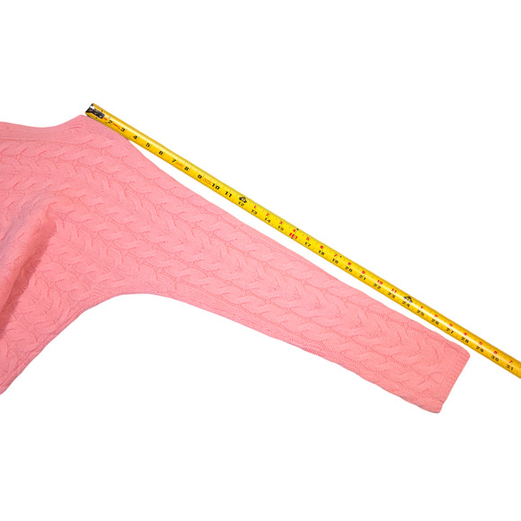 Talbots Cable Knit Sweater Blush Merino Wool Cashmere Blend Women Size L Preppy - Picture 5 of 6